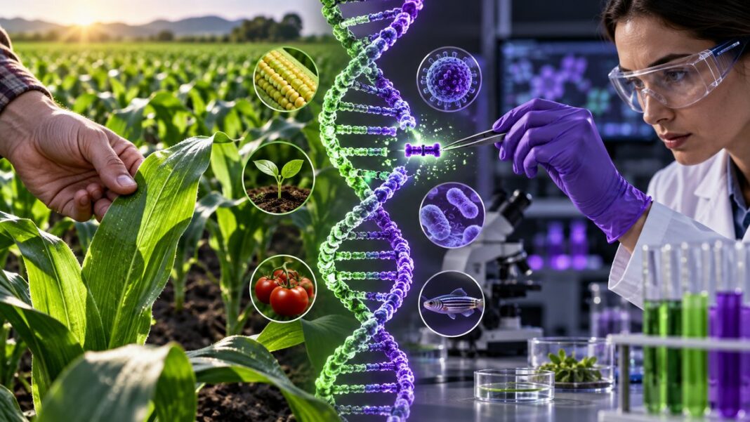 Laboratory crop research illustrating genetically modified organisms